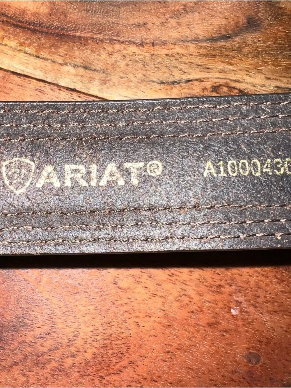 Ariat Distressed Brown Leather Belt Contrast Stitch Western 32